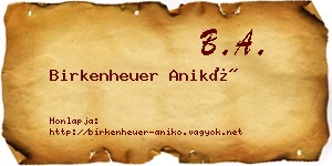 Birkenheuer Anikó névjegykártya